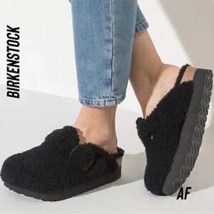 BIRKENSTOCK BOSTON SHEARLING IN TEDDY BLACK NWT